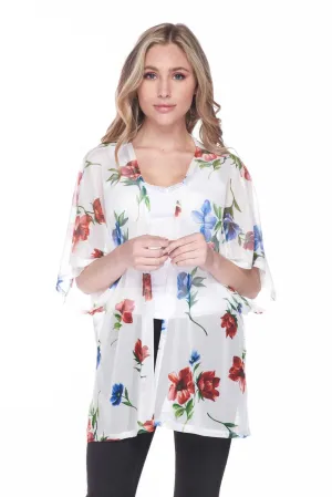 Gentile Windy Floral Light Open Front Cardigan