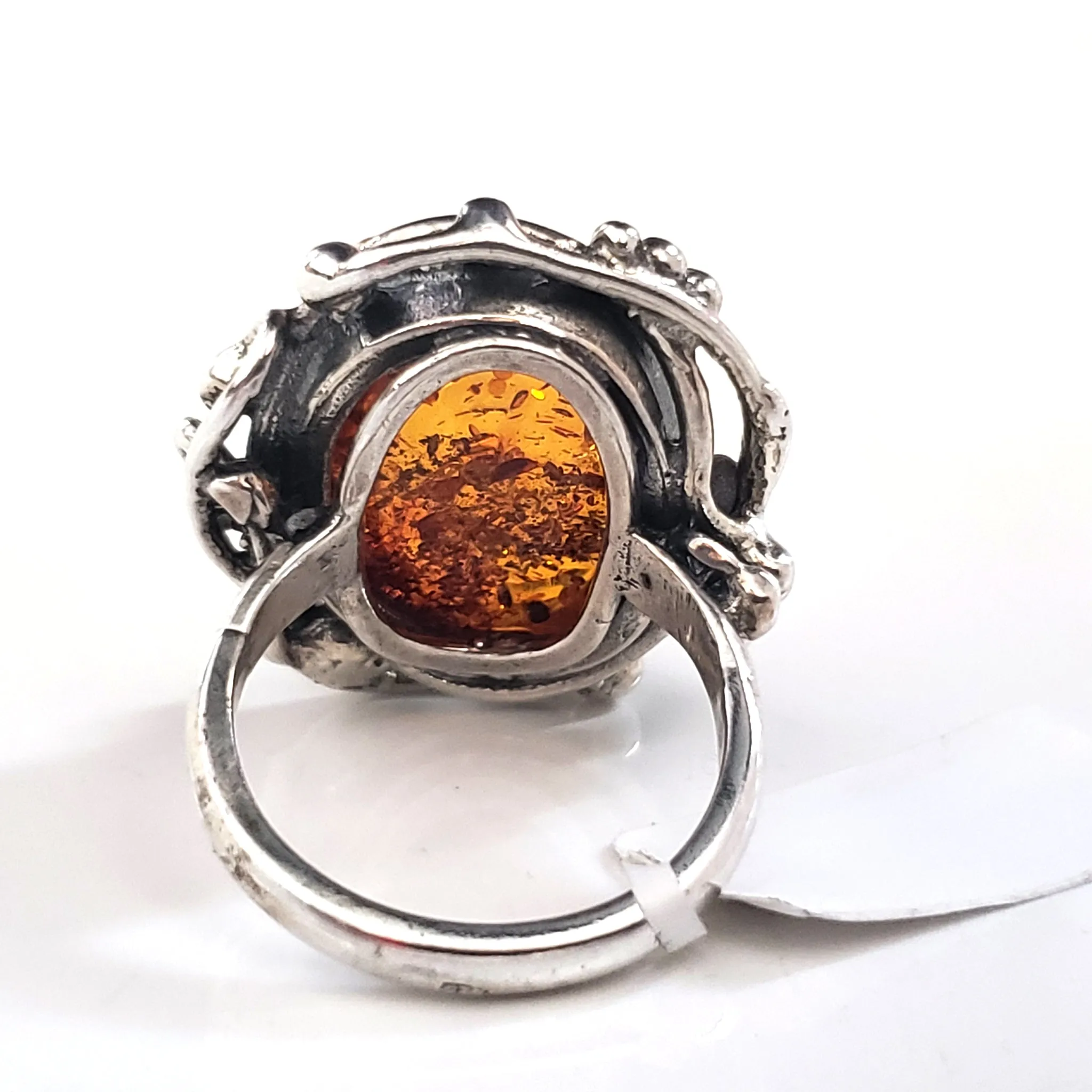 Genuine Baltic Amber Sterling Silver Vintage Style Ring  Size 8 ½