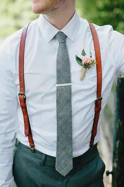 Genuine Leather Suspenders, Groomsman Wedding Suspenders