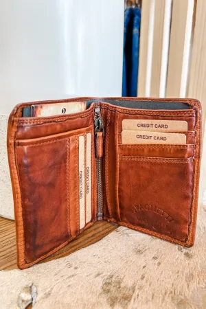 Genuine Tan Leather Folding Wallet