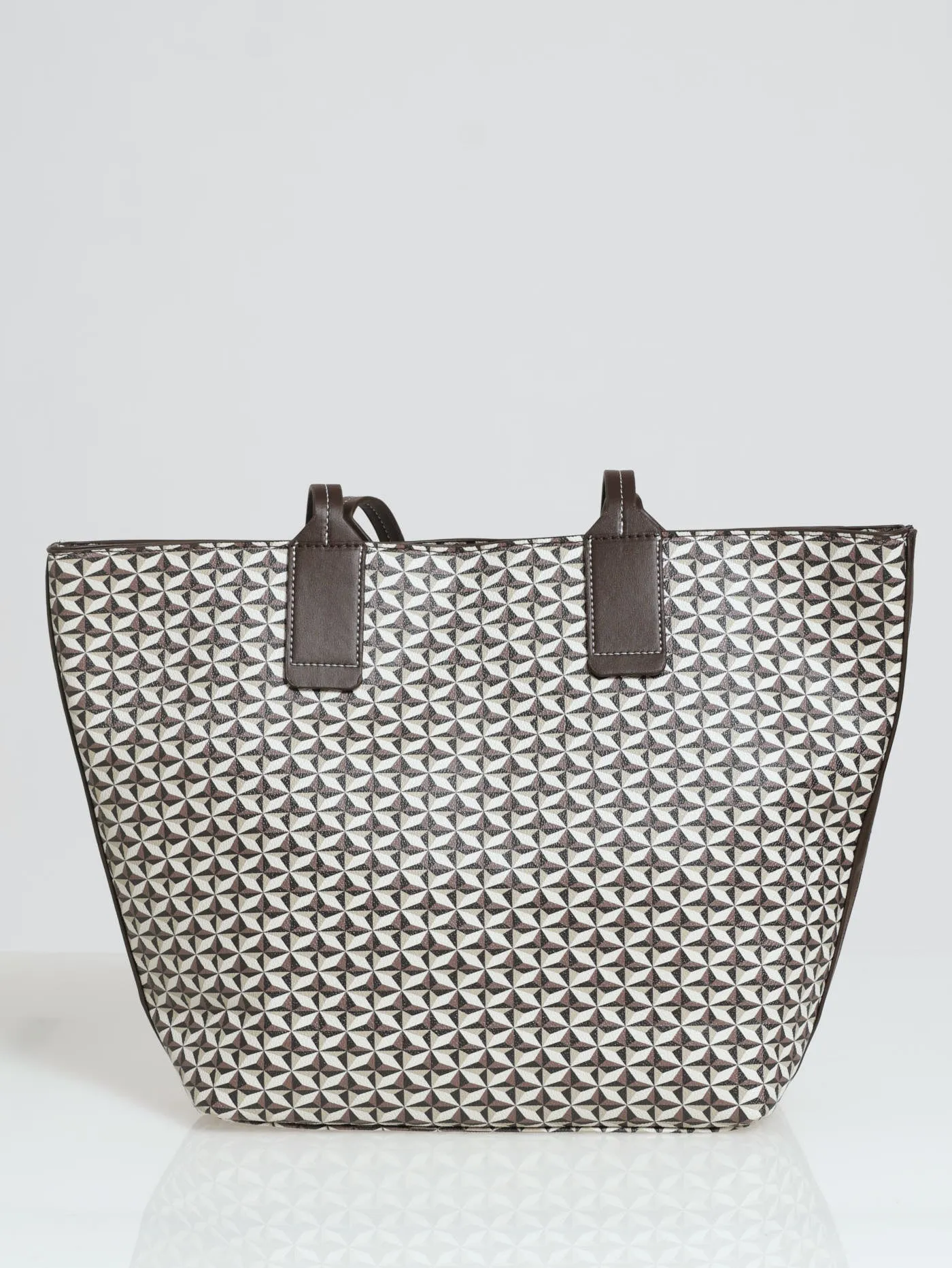 Geo Printed Shopper Bag - Brown