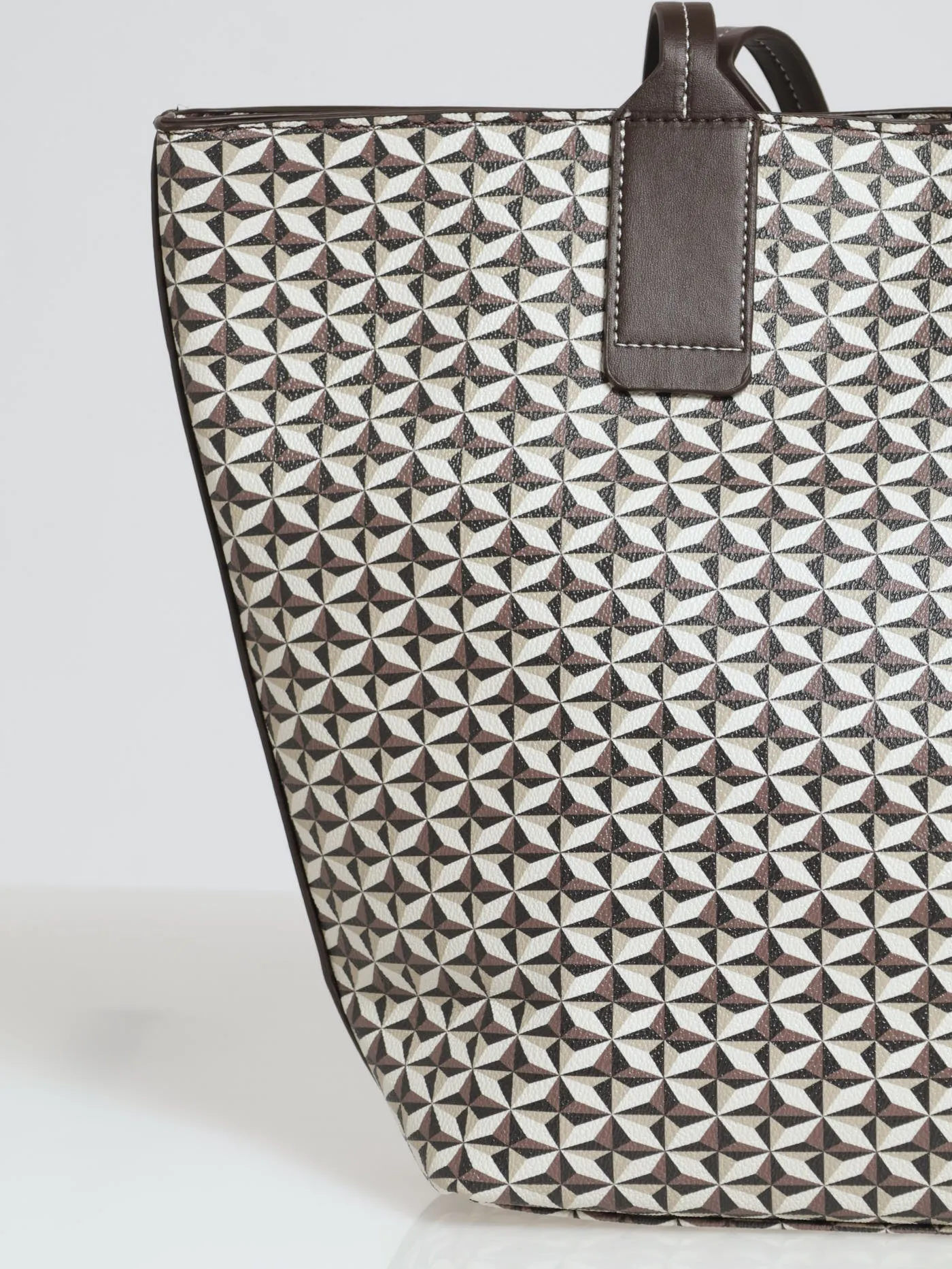 Geo Printed Shopper Bag - Brown