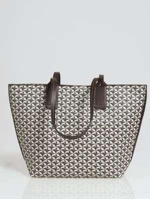 Geo Printed Shopper Bag - Brown