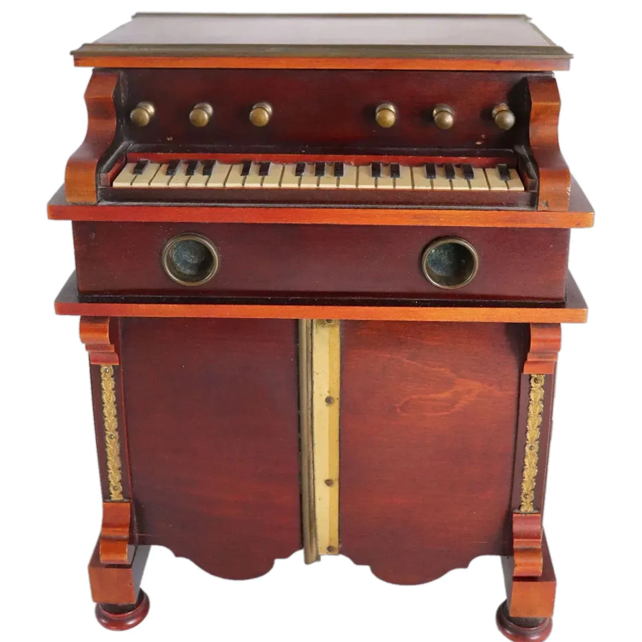 German Mahogany Novelty Pump Organ Smoker's Compendium Box