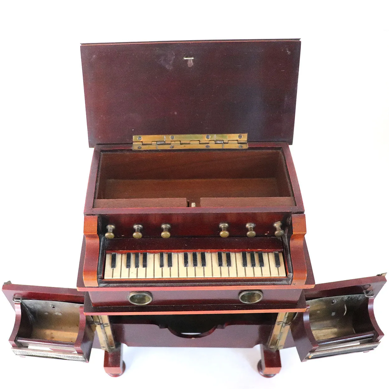 German Mahogany Novelty Pump Organ Smoker's Compendium Box