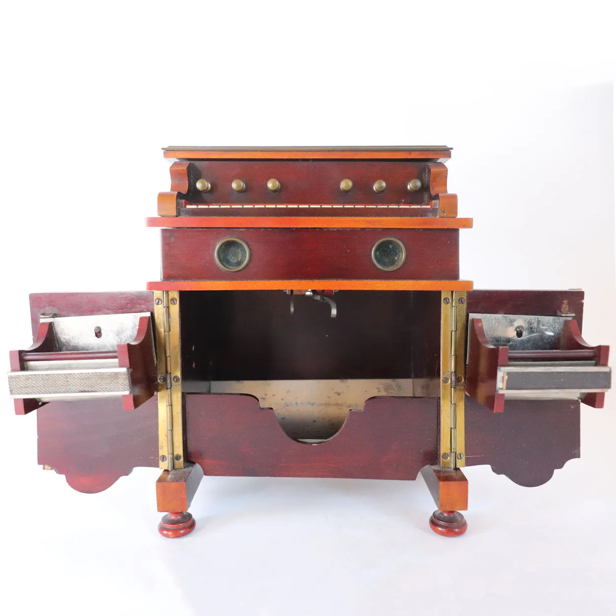 German Mahogany Novelty Pump Organ Smoker's Compendium Box