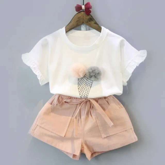 Girls' Summer Cotton Two-Piece Sets