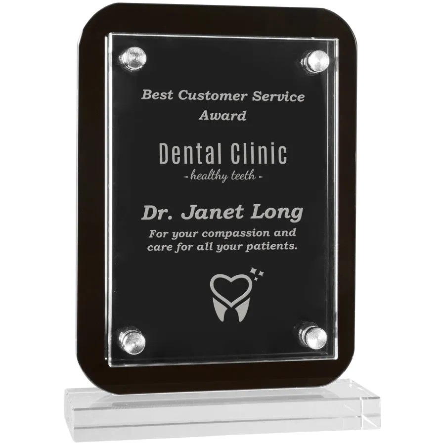 Glass Award - Floating Black Plaque