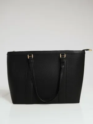 Gold Pebble Shopper Bag - Black