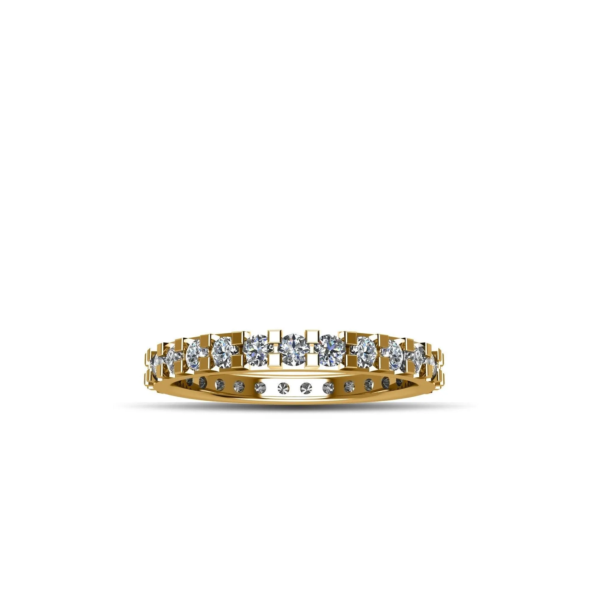 Gold Plated Cubic Zirconia Fashion Eternity Ring in Sterling Silver