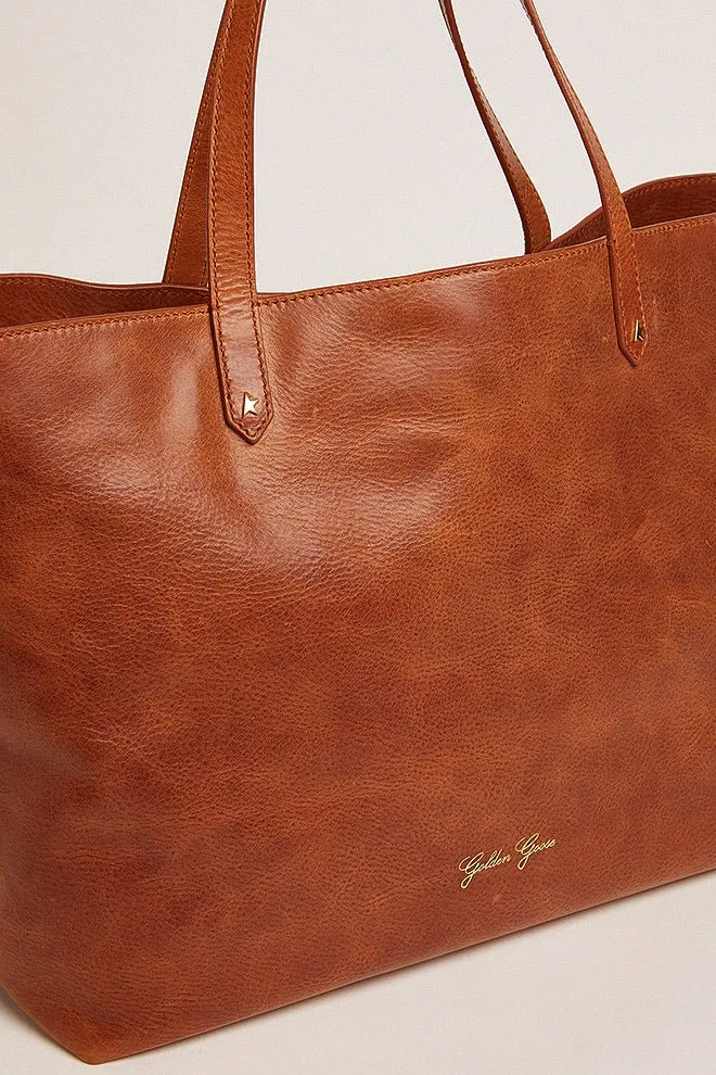 golden pasadena bag smooth shiny calfskin leather - tan