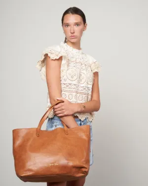 golden pasadena bag smooth shiny calfskin leather - tan