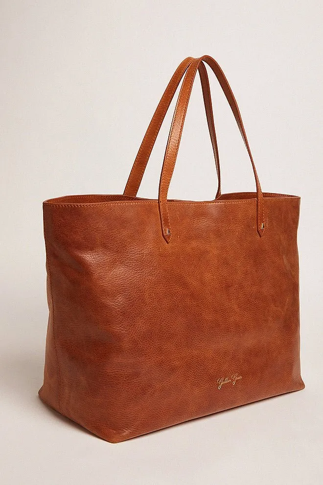 golden pasadena bag smooth shiny calfskin leather - tan