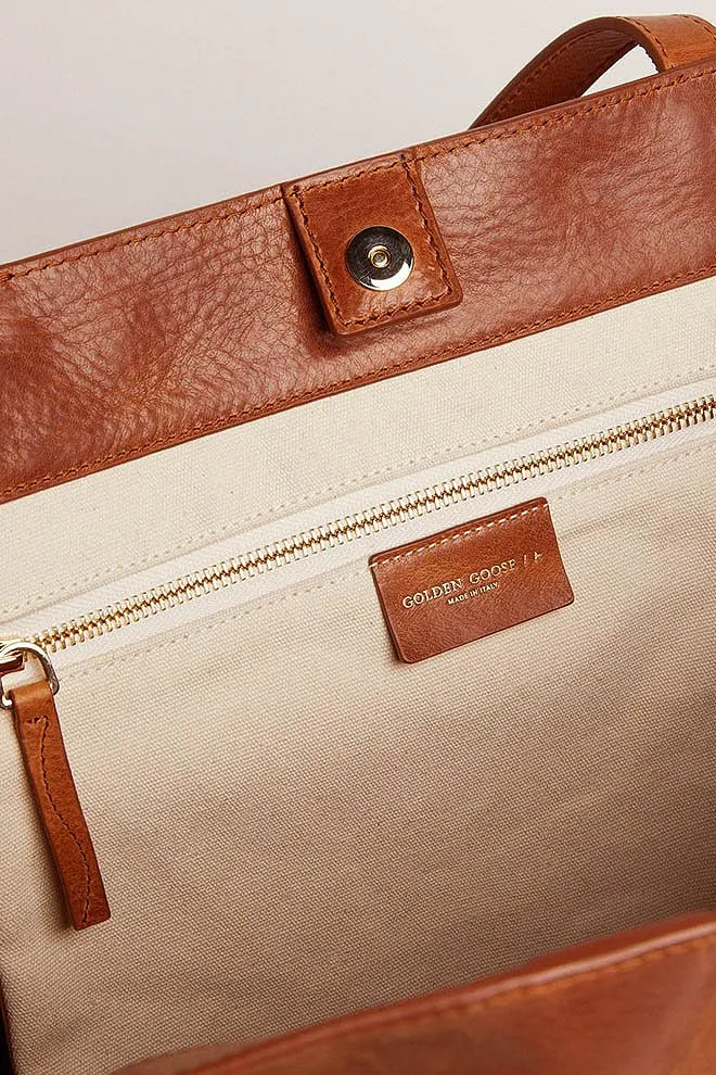 golden pasadena bag smooth shiny calfskin leather - tan