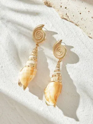 GOLDEN SHELL DANGLE EARRINGS