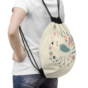 Graceful Pastel Flowers Drawstring Bag