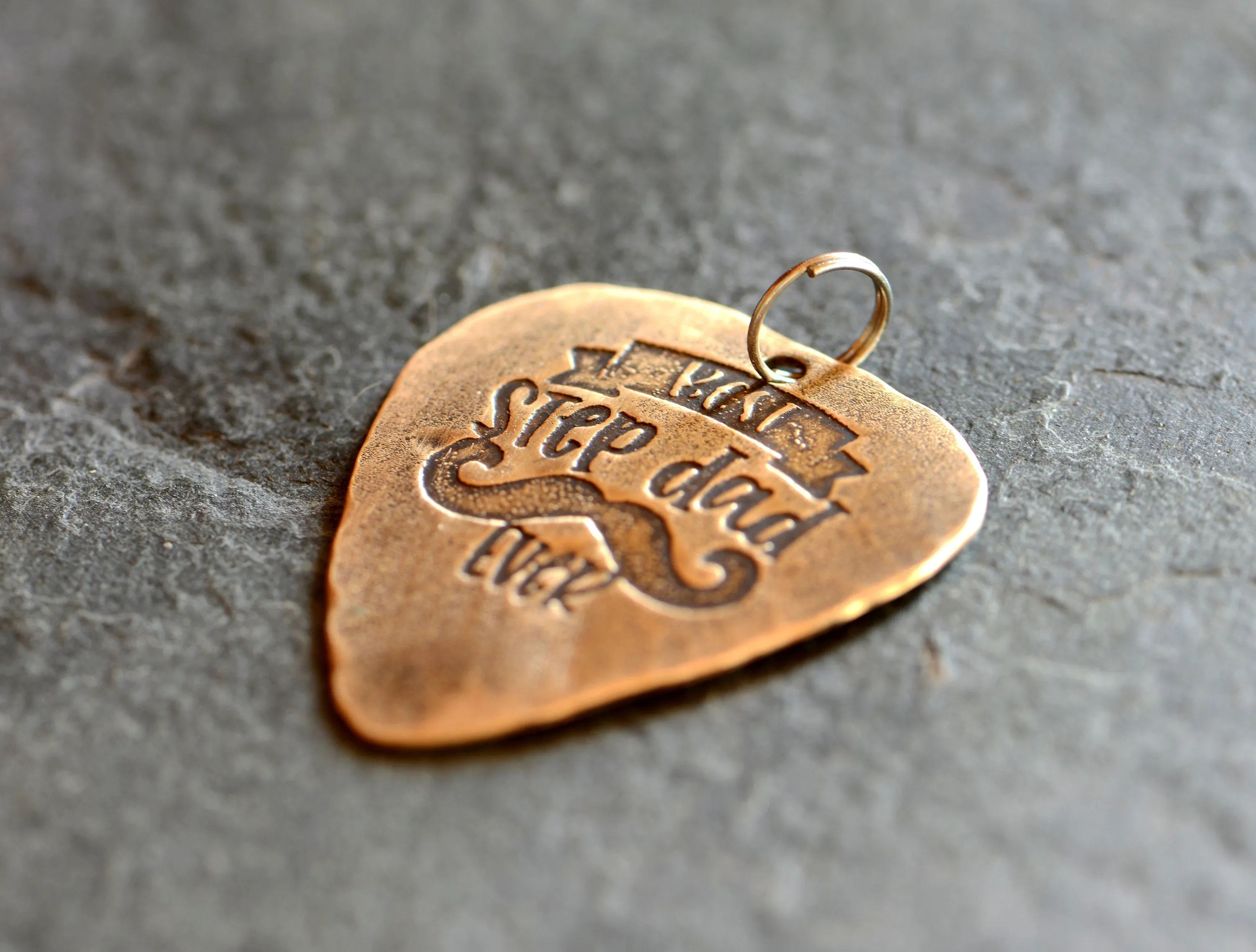 Guitar pick necklace stamped with best stepdad ever