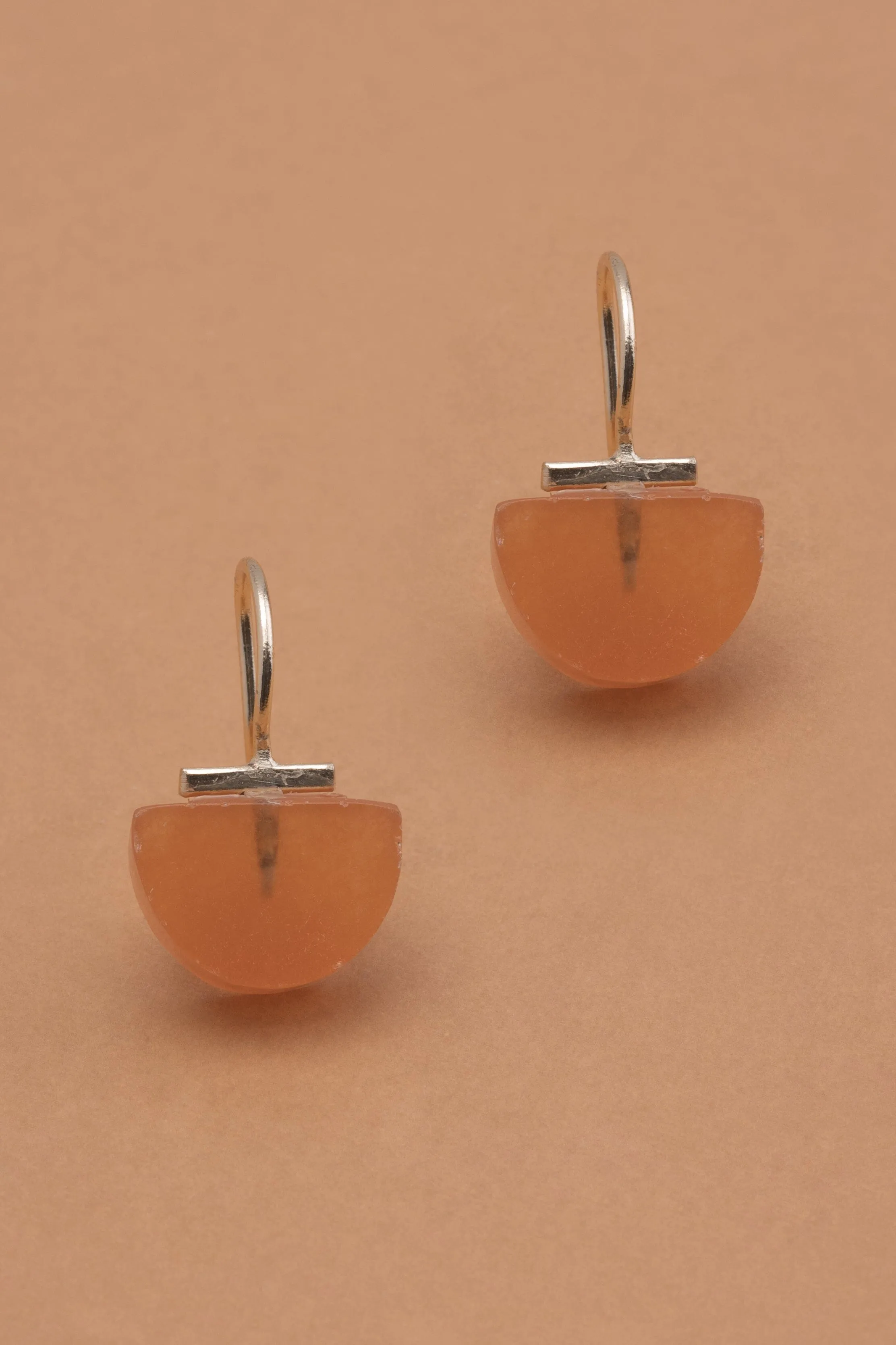 Half Moon Orange Fish Hook Earrings