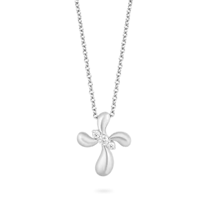 Hallmark Fine Jewelry Contemporary Cross Pendant in Sterling Silver with 1/10 Cttw of Sparkling Diamonds in