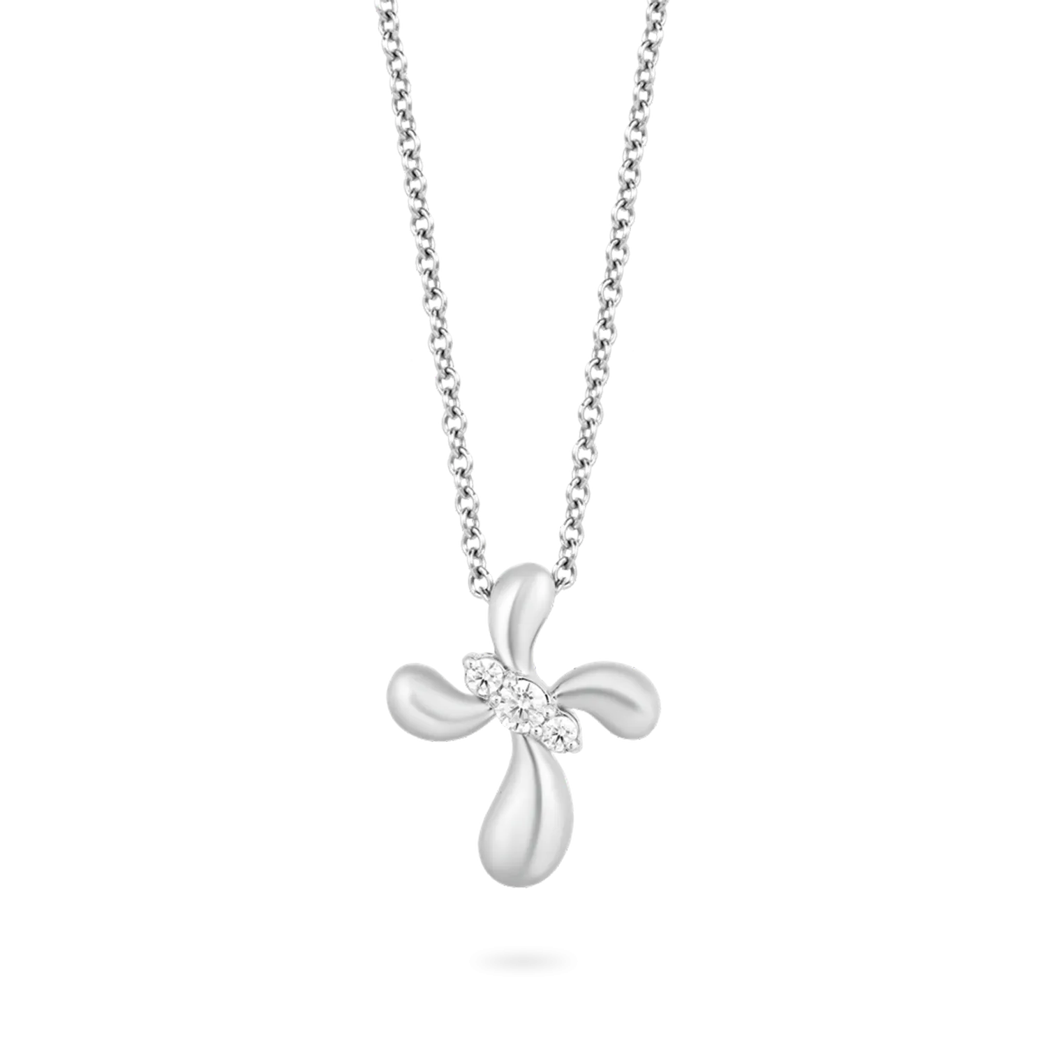 Hallmark Fine Jewelry Contemporary Cross Pendant in Sterling Silver with 1/10 Cttw of Sparkling Diamonds in