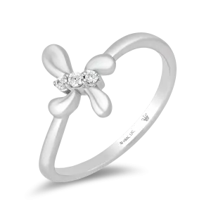 Hallmark Fine Jewelry Contemporary Cross Ring in Sterling Silver with 1/20 Cttw of Diamonds
