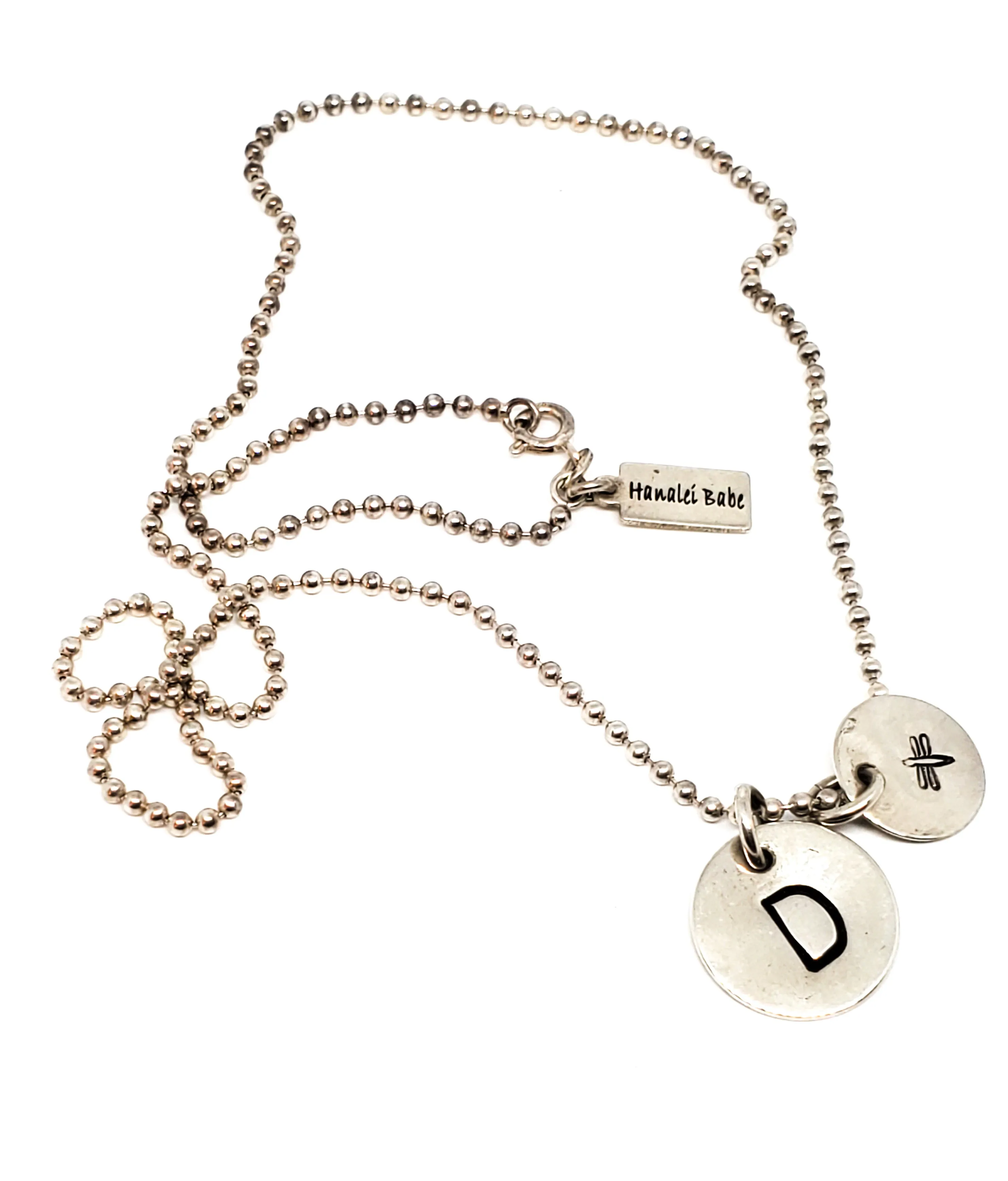 Hanalei babe D alphabet sterling silver dragonfly necklace 925 California