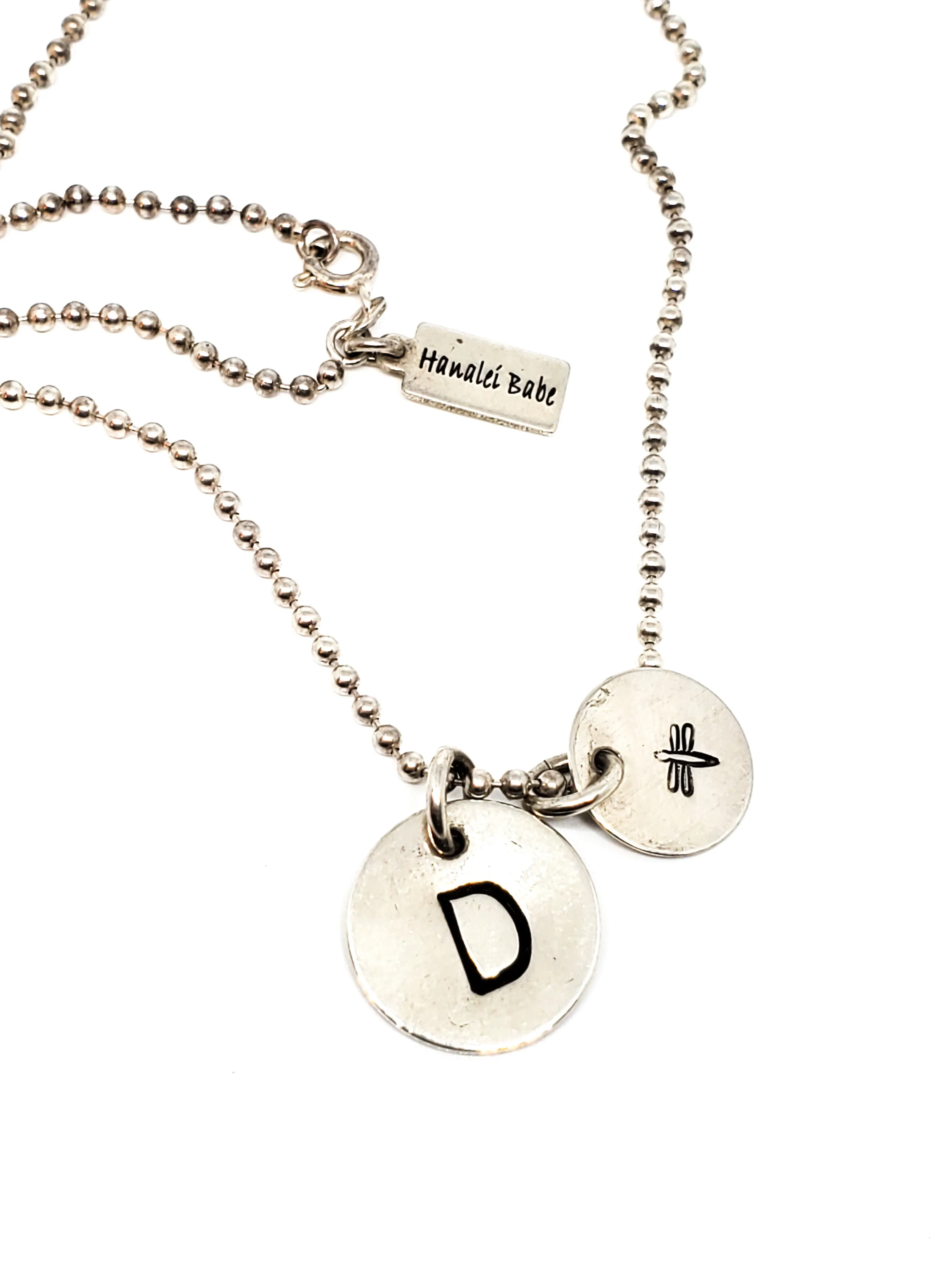 Hanalei babe D alphabet sterling silver dragonfly necklace 925 California