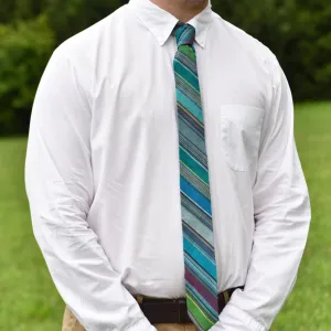 Hand Woven Men's Tie | Quetzal Jade Stripe