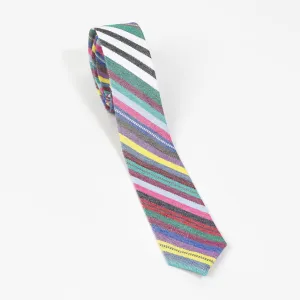 Hand Woven Men's Tie | Soft Multi Stripes