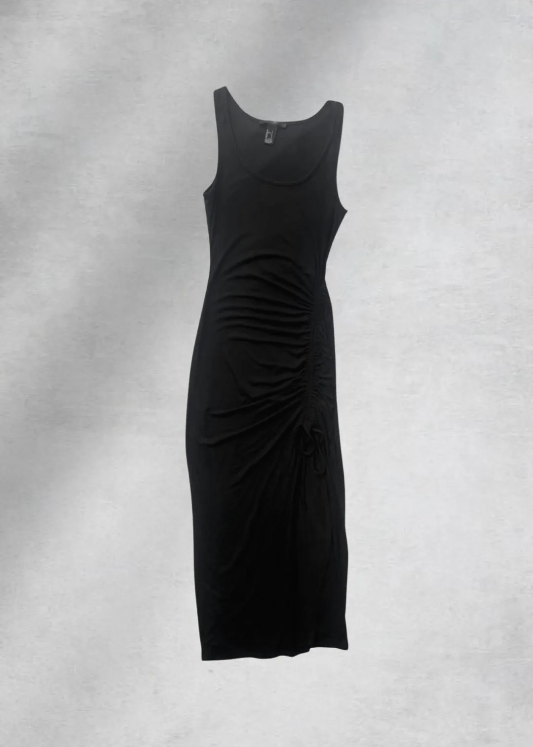 Harlow Side Ruching Midi Dress - Black
