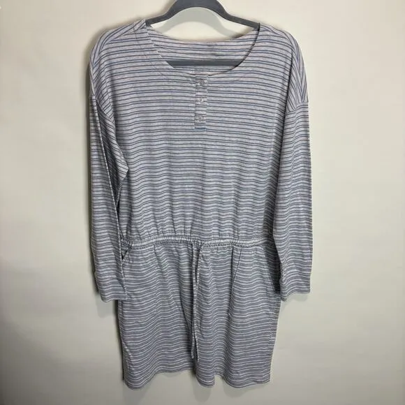 Haven Well Within Organic Cotton Interlock Long Sleeve Shift Dress M Drawstring