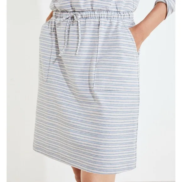 Haven Well Within Organic Cotton Interlock Long Sleeve Shift Dress M Drawstring