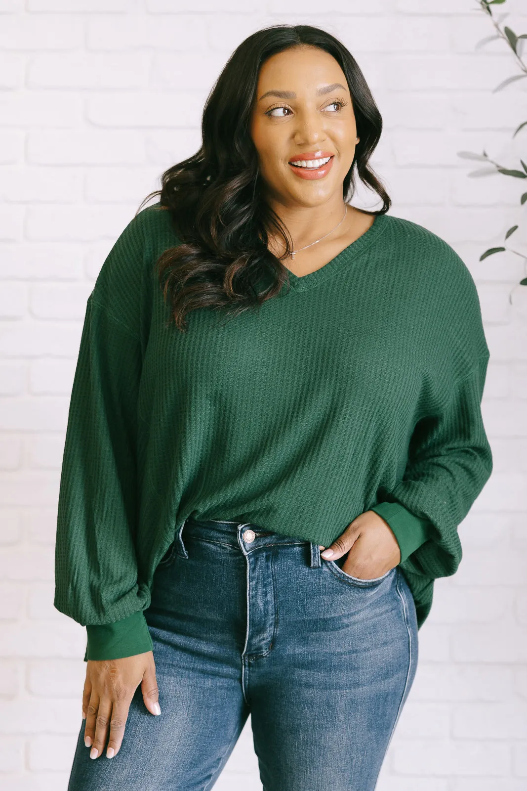 Hazel Blues® |  Good Things Are Coming V-Neck Top in Green