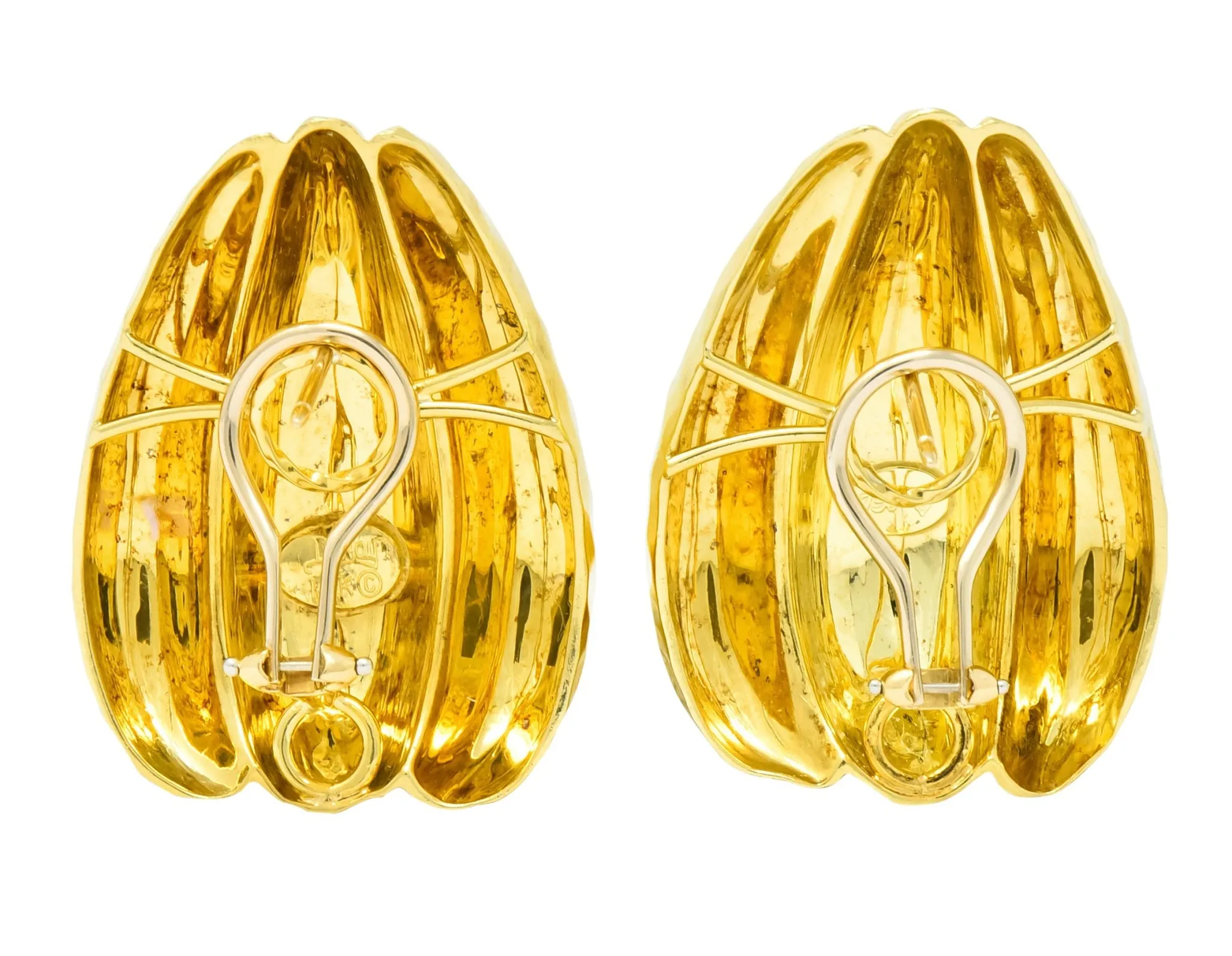 Henry Dunay Vintage 18 Karat Gold Hammered Statement Earrings Circa 1980