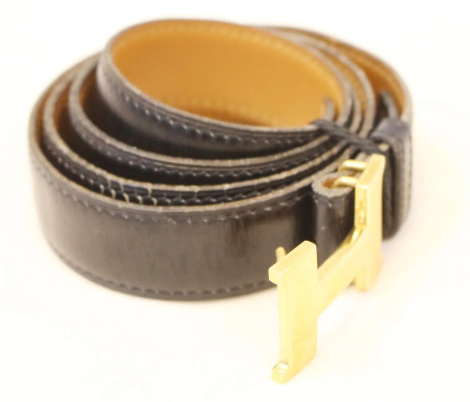Hermes Constance H Belt Black Vintage Size 35