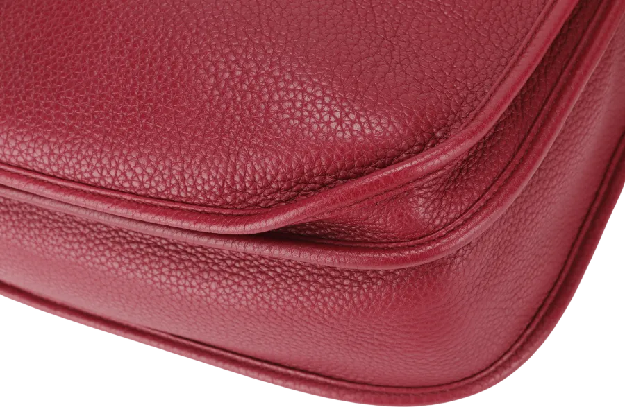 HERMES EVELYNE III GM RUBIS CLEMENCE LEATHER PHW STAMP R (YEAR 2014) WITH STRAP, DUST COVER AND BOX