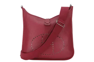 HERMES EVELYNE III GM RUBIS CLEMENCE LEATHER PHW STAMP R (YEAR 2014) WITH STRAP, DUST COVER AND BOX