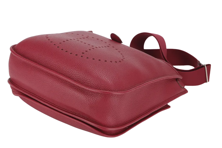 HERMES EVELYNE III GM RUBIS CLEMENCE LEATHER PHW STAMP R (YEAR 2014) WITH STRAP, DUST COVER AND BOX