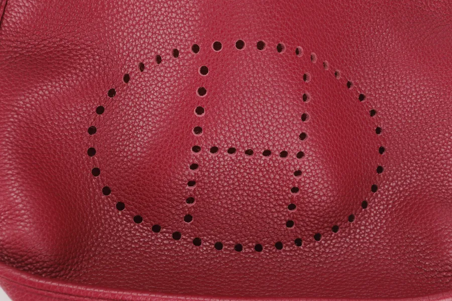 HERMES EVELYNE III GM RUBIS CLEMENCE LEATHER PHW STAMP R (YEAR 2014) WITH STRAP, DUST COVER AND BOX