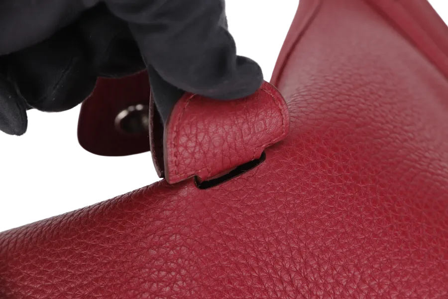 HERMES EVELYNE III GM RUBIS CLEMENCE LEATHER PHW STAMP R (YEAR 2014) WITH STRAP, DUST COVER AND BOX