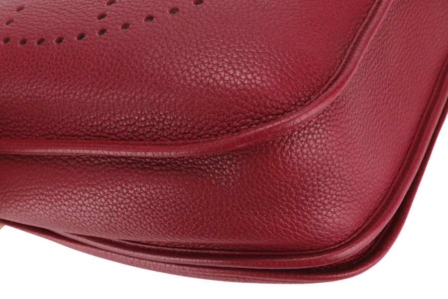 HERMES EVELYNE III GM RUBIS CLEMENCE LEATHER PHW STAMP R (YEAR 2014) WITH STRAP, DUST COVER AND BOX