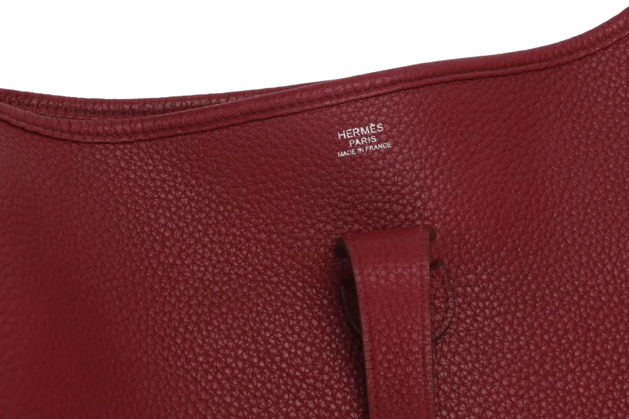 HERMES EVELYNE III GM RUBIS CLEMENCE LEATHER PHW STAMP R (YEAR 2014) WITH STRAP, DUST COVER AND BOX
