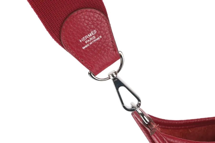 HERMES EVELYNE III GM RUBIS CLEMENCE LEATHER PHW STAMP R (YEAR 2014) WITH STRAP, DUST COVER AND BOX