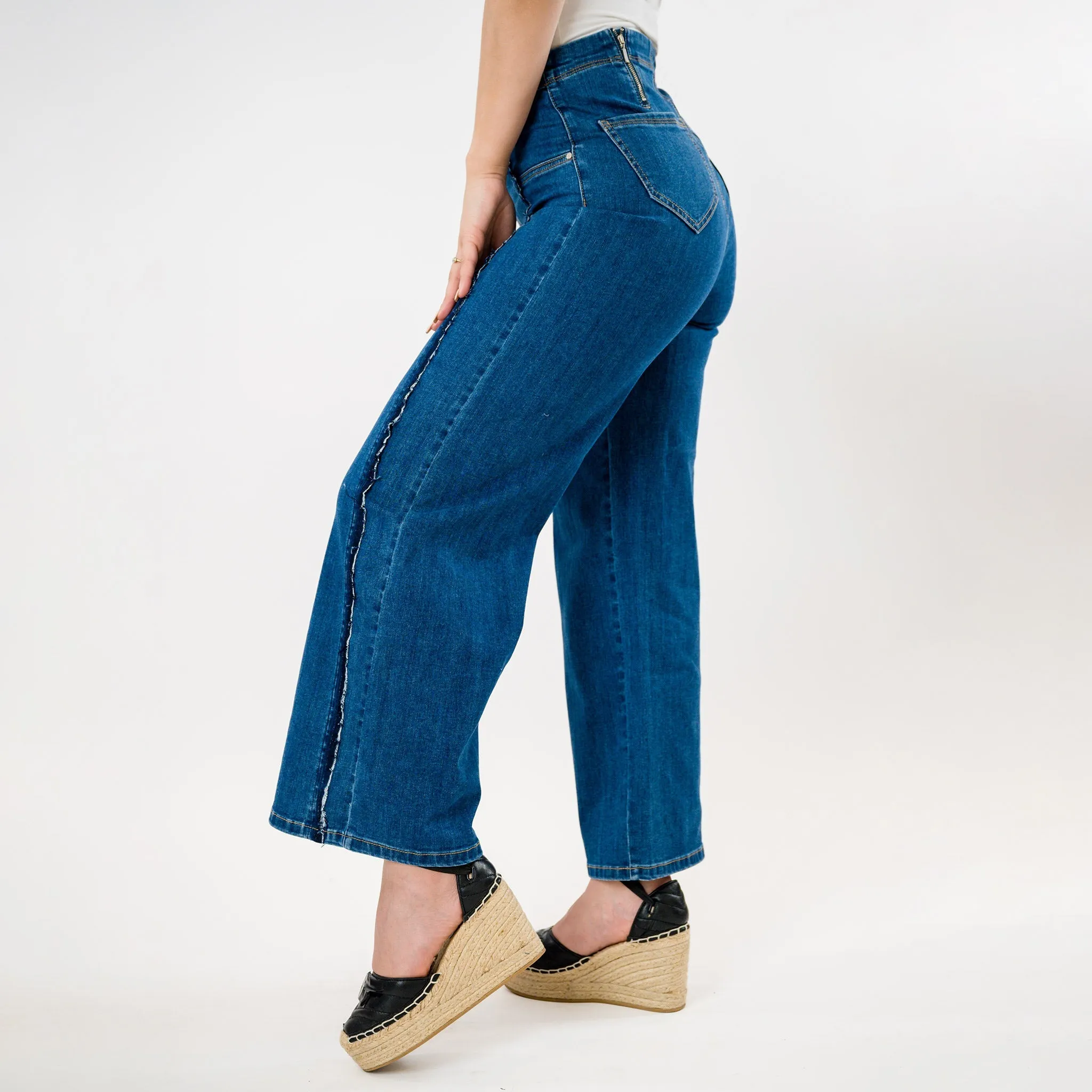 Hi-low waist cropped palazzo