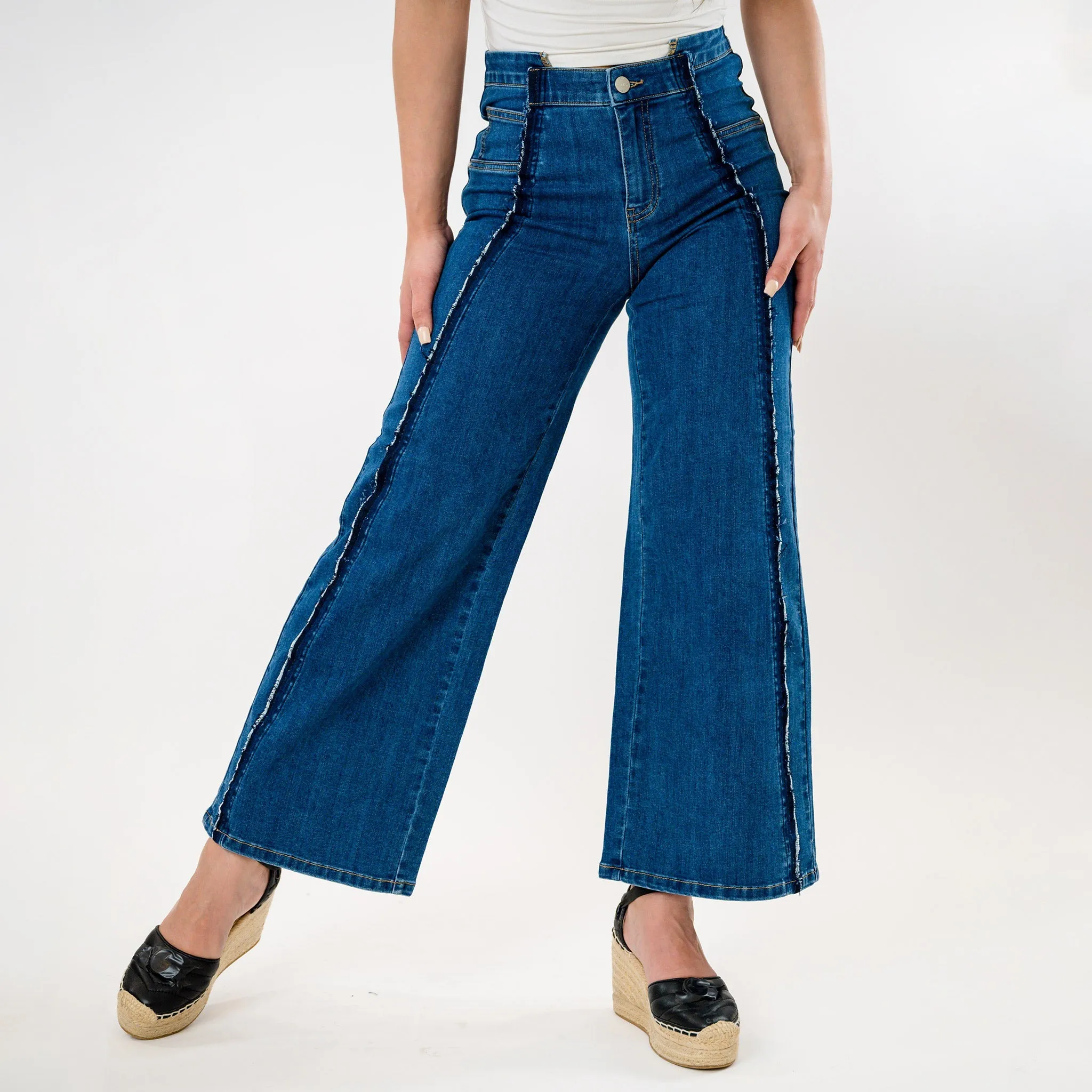 Hi-low waist cropped palazzo