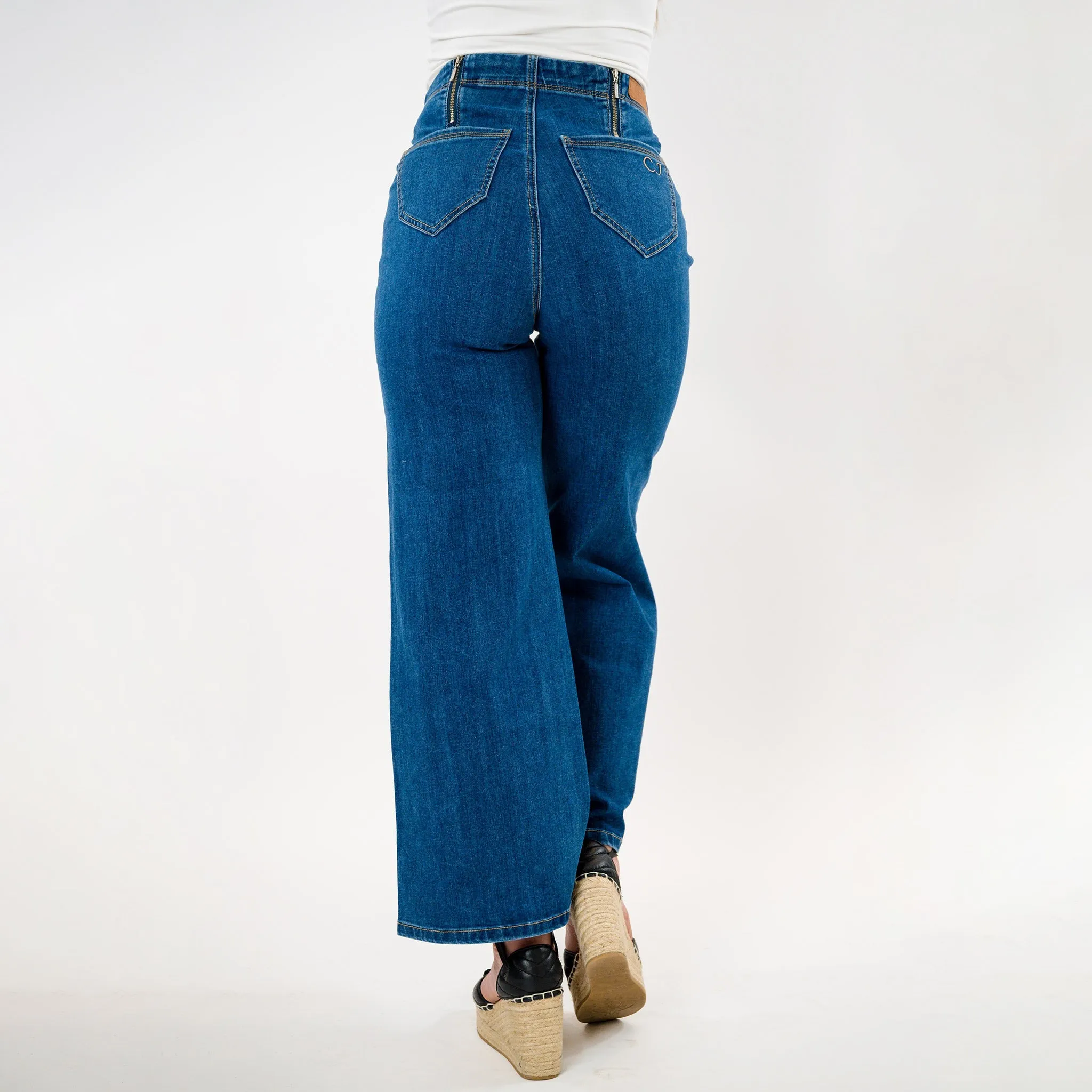 Hi-low waist cropped palazzo