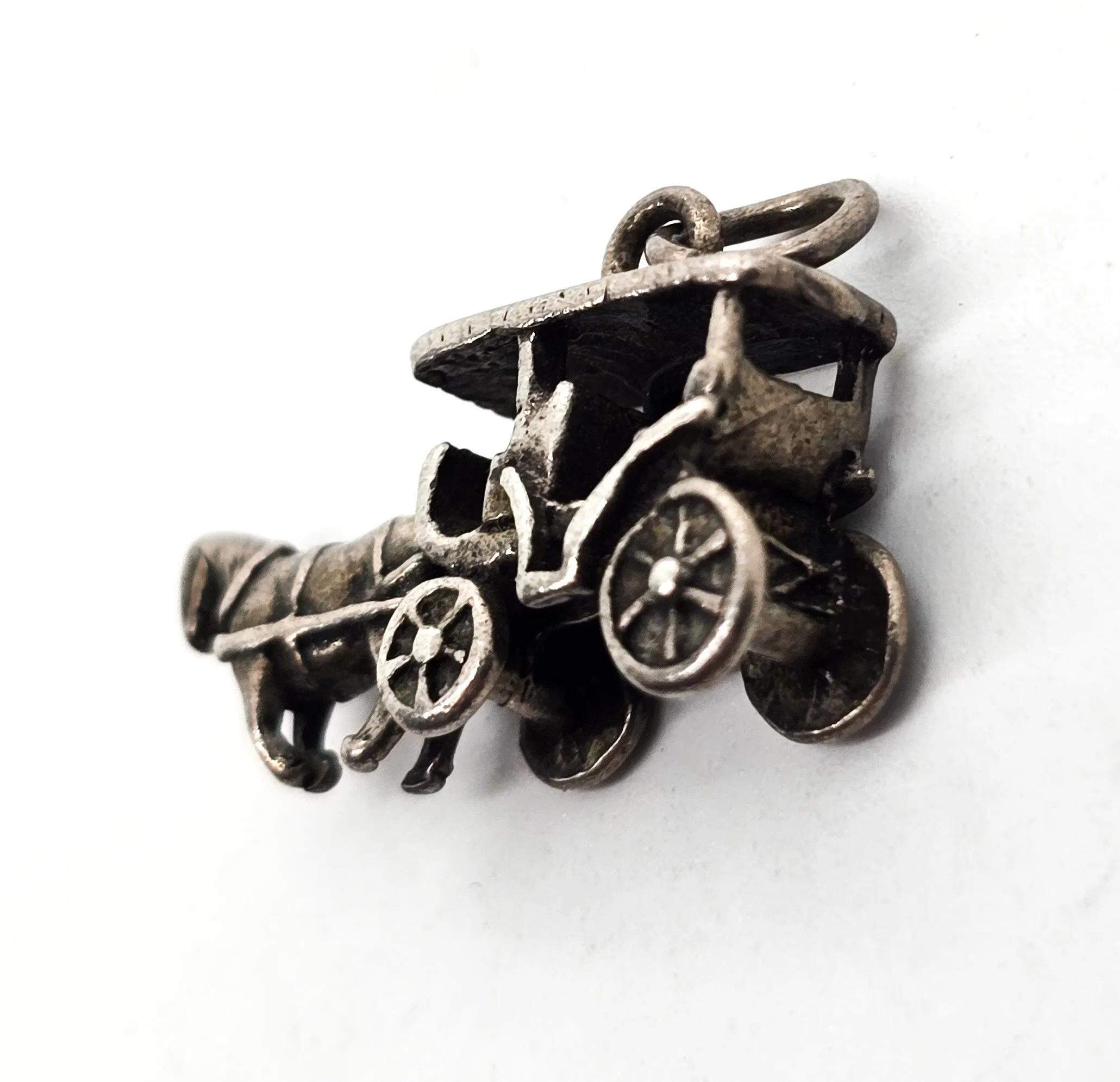 Horse and Buggy Charm Horse Drawn Carriage Surrey sterling silver pendant charm