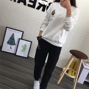 Hot Autumn Winter Tracksuit Long Sleeve Embroidery Cotton Sweatshirts  Women 2 Piece Set Tops Pants Sporting Suit Female