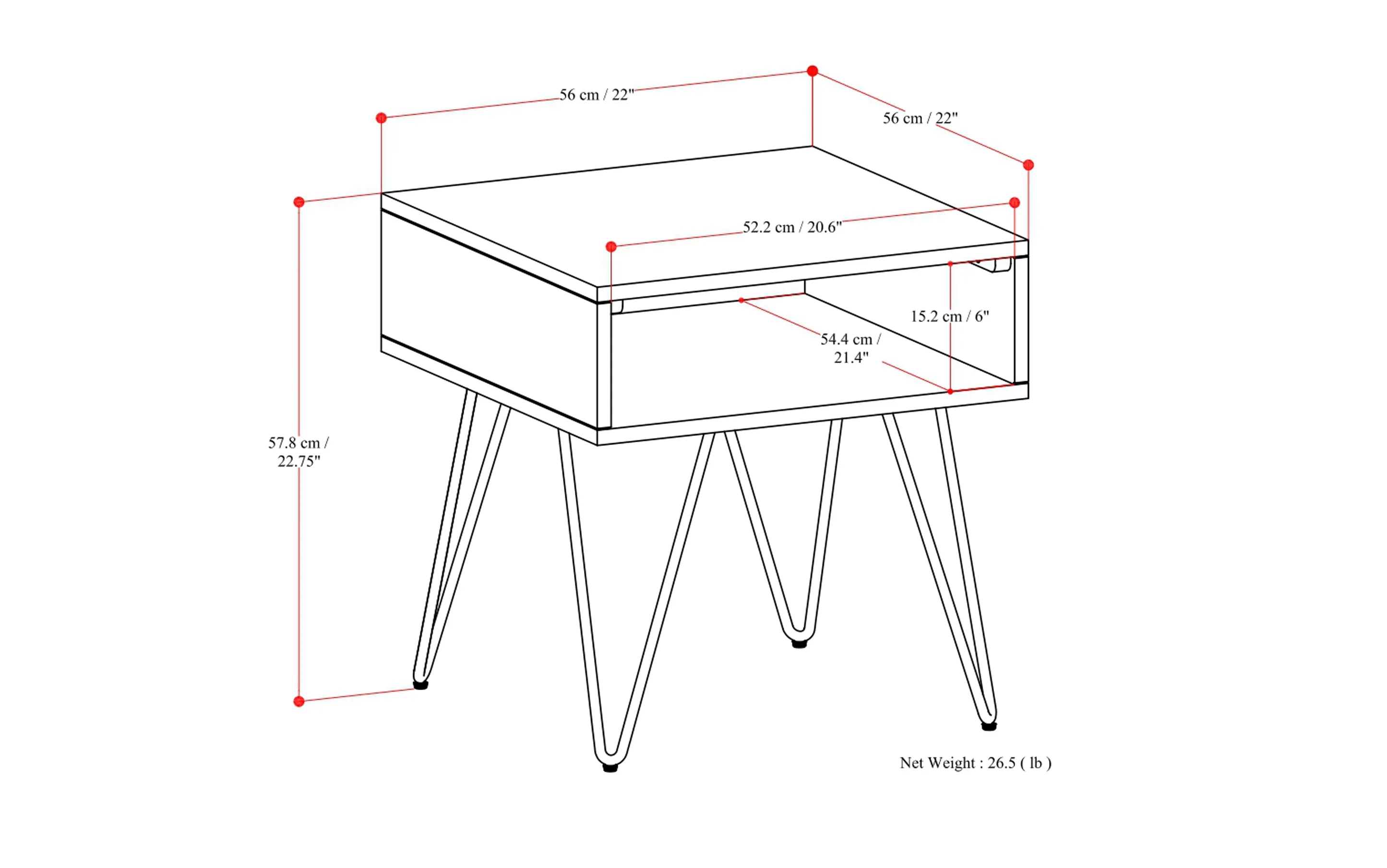 Hunter End Table in Oak