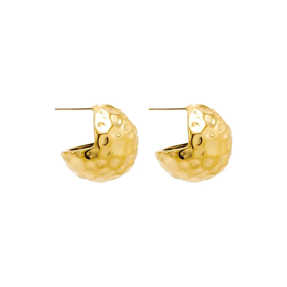 Indented Puffy Button Stud Earring